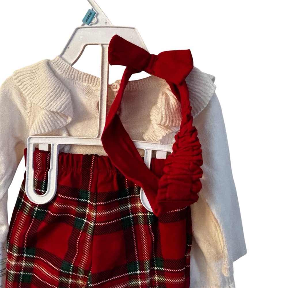 Carter's Red Plaid Pants with White Top NWT 6 months 10 0486 - Picture 5 of 6